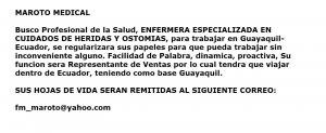 ENFERMERA ESPECIALIZADA EN CUIDADOS DE HERIDAS Y OSTOMIAS