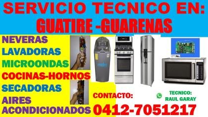 REPARACION DE NEVERAS LAVADORA MICROONDAS HORNOS SECADORAS EN GUATIRE GUARENAS 04242555027