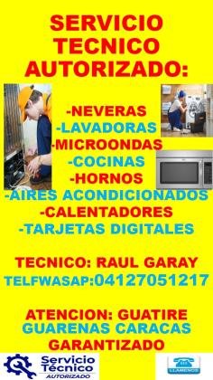 REPARACION DE NEVERAS HORNOS LAVADORAS MICROONDAS COCINAS EN CARACAS GUATIRE 04127051217